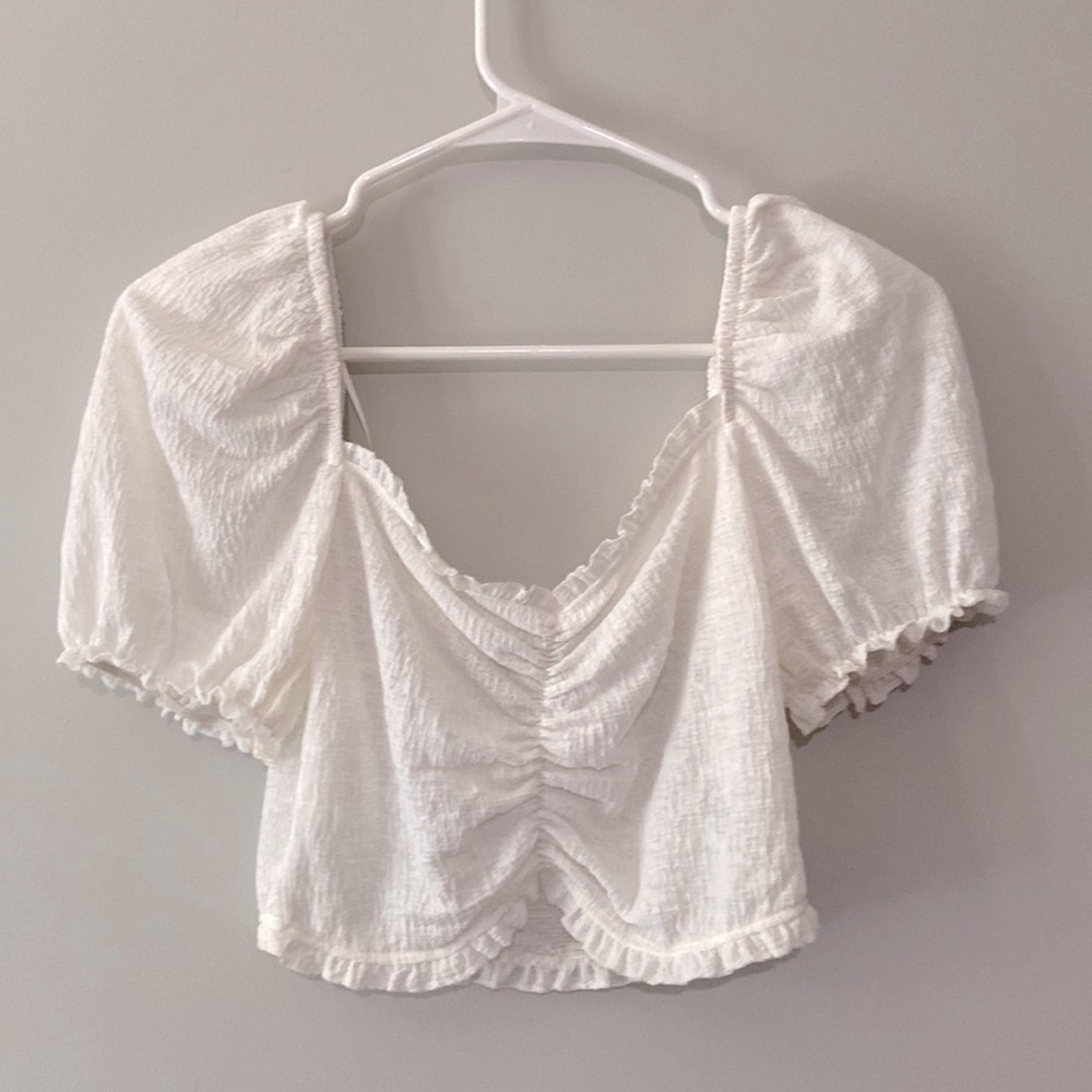 White Sheer Cap Sleeve Crop Top